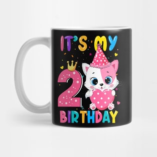 Kids Its My 2nd Birthday Shirt Girl Kitty Theme Party Mug